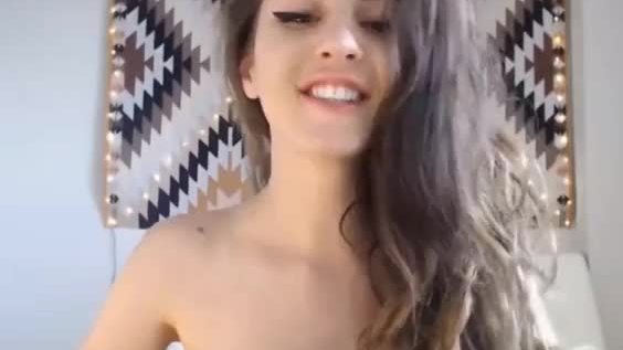 Hot young brunette masturbating live on cam
